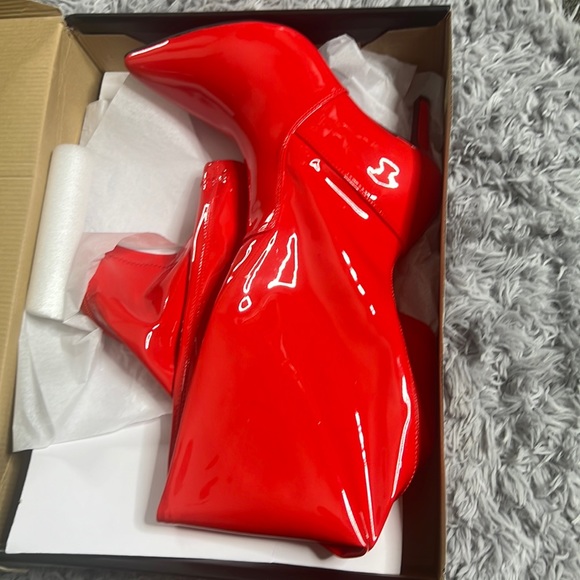 Fashion Nova Shoes Red Leather Over The Knee Boots Poshmark